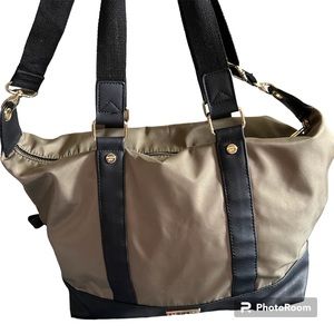 Madden Girl overnighter bag tan and black trim